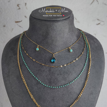 Turquoise 4 Layered Chain Necklace