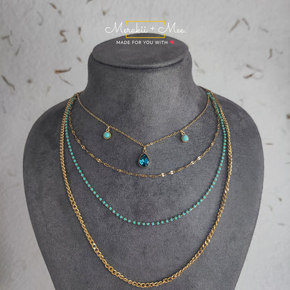 Turquoise 4 Layered Chain Necklace