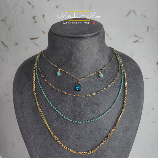 Turquoise 4 Layered Chain Necklace