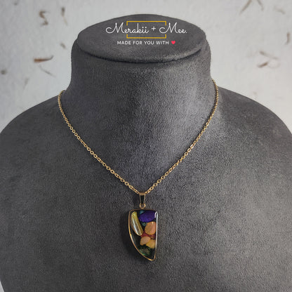 Pearlescent Resin Tooth Pendant with Mother of Pearl chips