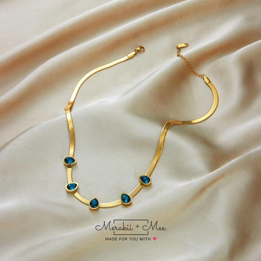 Droplet Shape Chain Choker Necklace