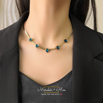 Droplet Shape Chain Choker Necklace