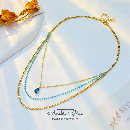 Turquoise 4 Layered Chain Necklace