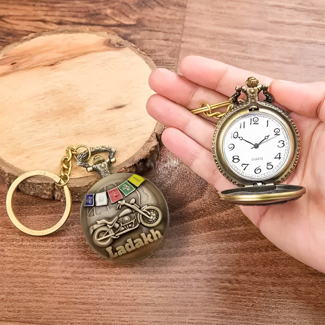 Ladakh Vintage Pocket Watch Keychain