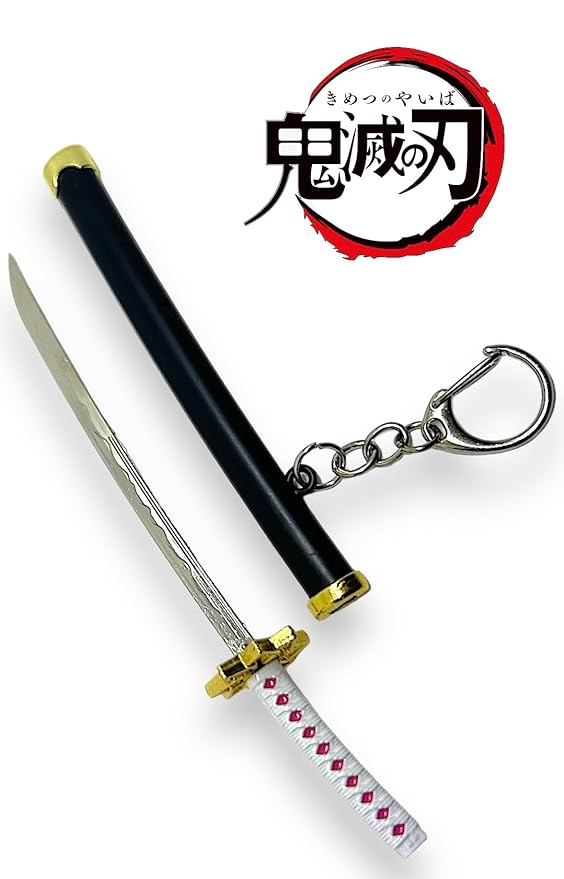 Demon Slayer: Kimetsu no Yaiba Manga Samurai Toy Katana With Cover Anime Metal Keychain Metal