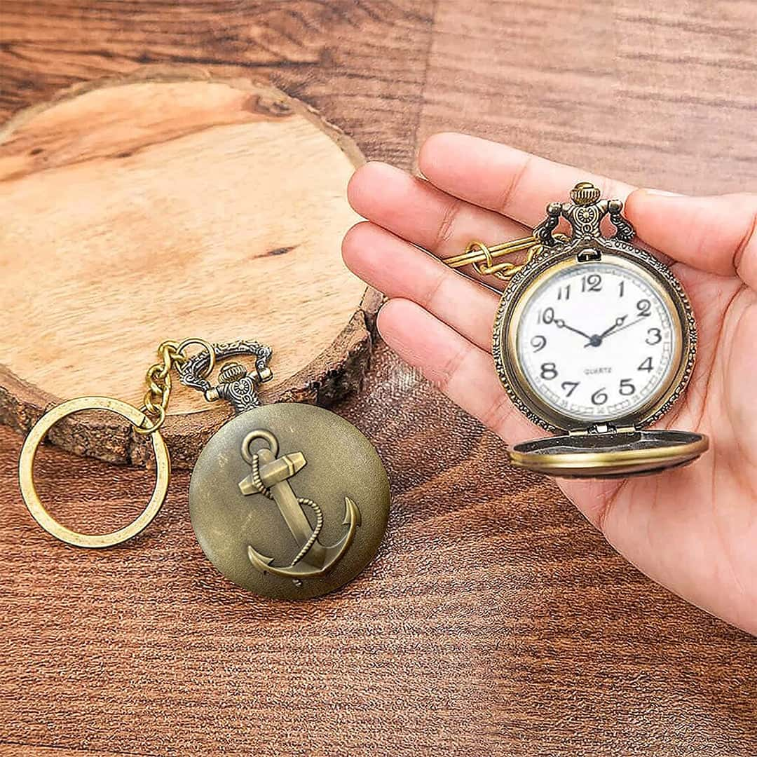 Anchor Antique Pocket Watch Keychain: A Nautical Keepsake