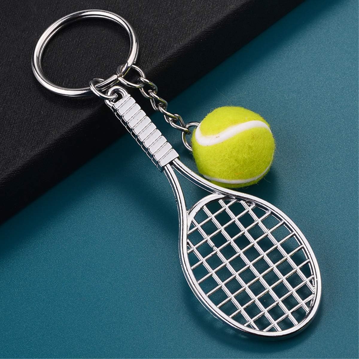 Tennis Racket & Ball Mini Metal Tennis Keychains
