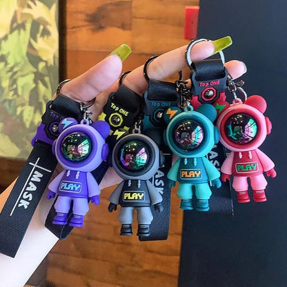 Astronaut (Spaceman) Silicon Keychain With Bagcharm And Strap