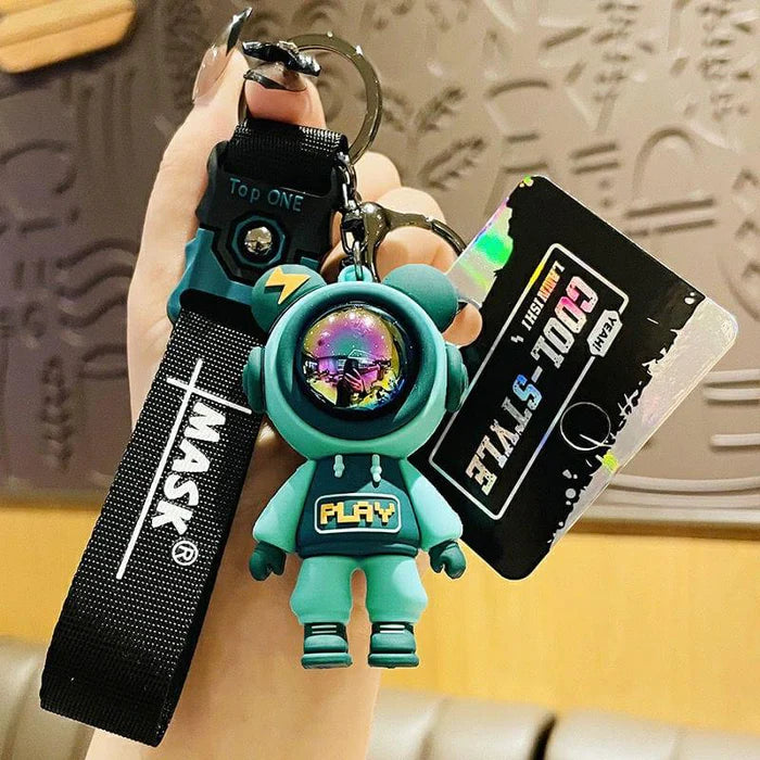 Astronaut (Spaceman) Silicon Keychain With Bagcharm And Strap
