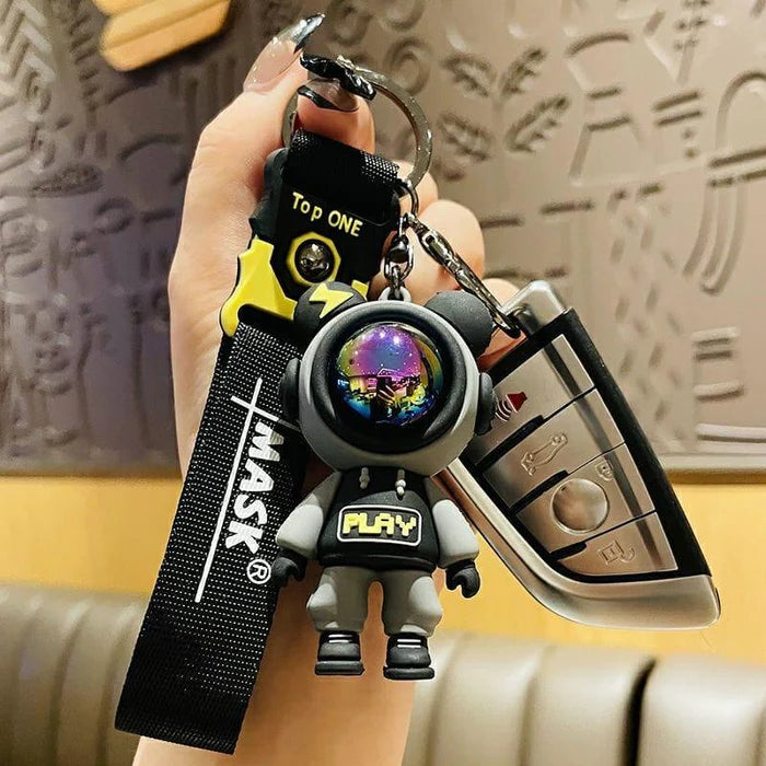 Astronaut (Spaceman) Silicon Keychain With Bagcharm And Strap