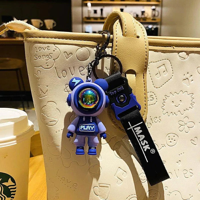 Astronaut (Spaceman) Silicon Keychain With Bagcharm And Strap