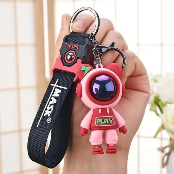 Astronaut (Spaceman) Silicon Keychain With Bagcharm And Strap