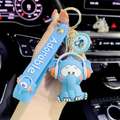 Cute Elephant with Headphones 3D Keychain