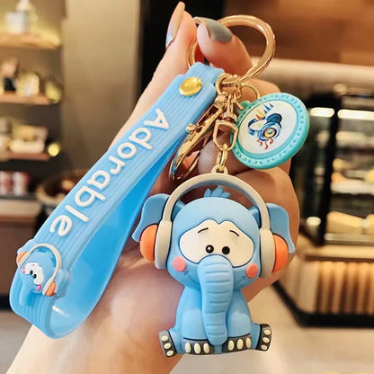 Cute Elephant with Headphones 3D Keychain