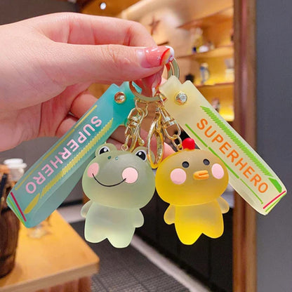 Frosted Resin Cute Animals Keychain with Wrist Strap and Hook