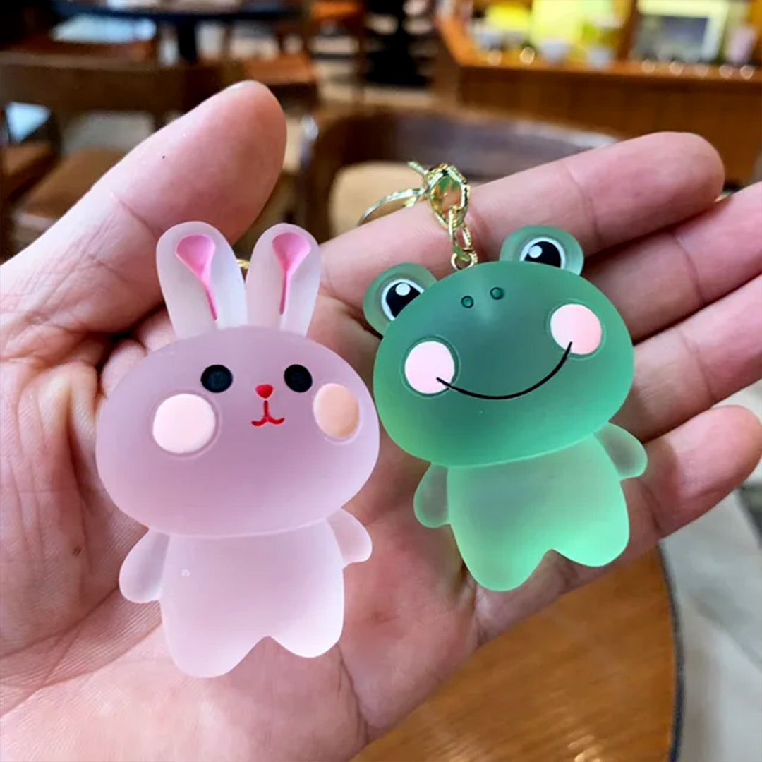 Frosted Resin Cute Animals Keychain with Wrist Strap and Hook