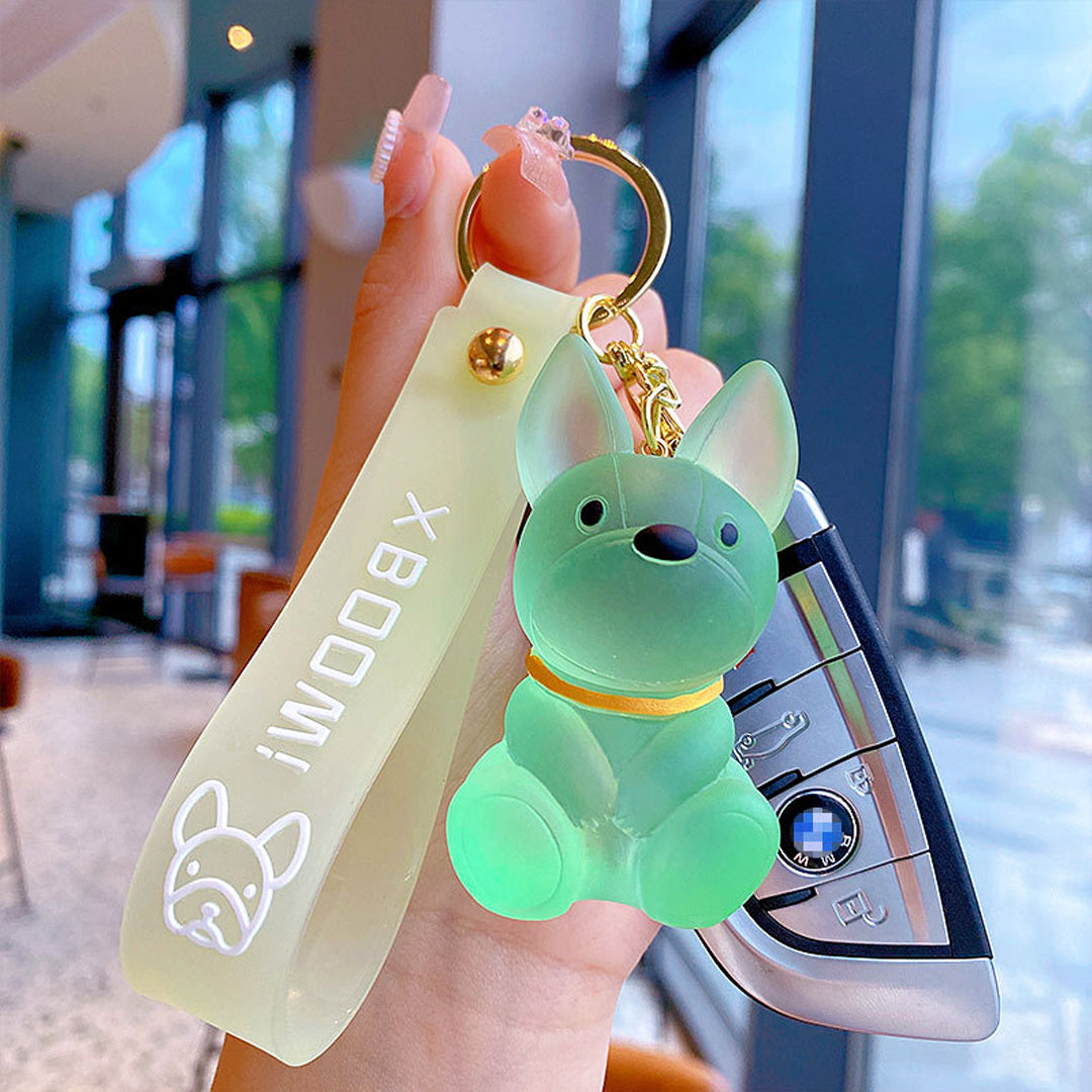 Frosted Resin Cute Dog Keychain - A Loyal Companion with a Stylish Strap