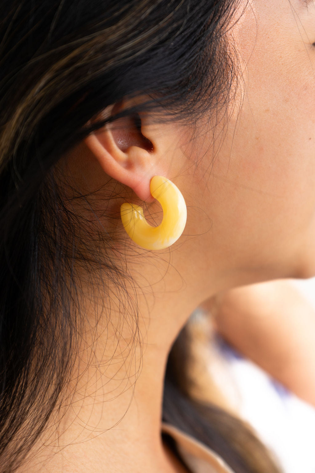 Chunky Resin Hoop Earrings for Women – Red, Navy Blue & Yellow | Merakii Mee