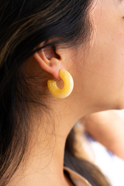 Chunky Resin Hoop Earrings for Women – Red, Navy Blue & Yellow | Merakii Mee
