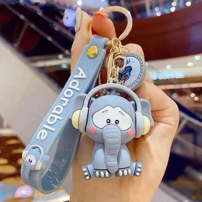 Cute Elephant with Headphones 3D Keychain