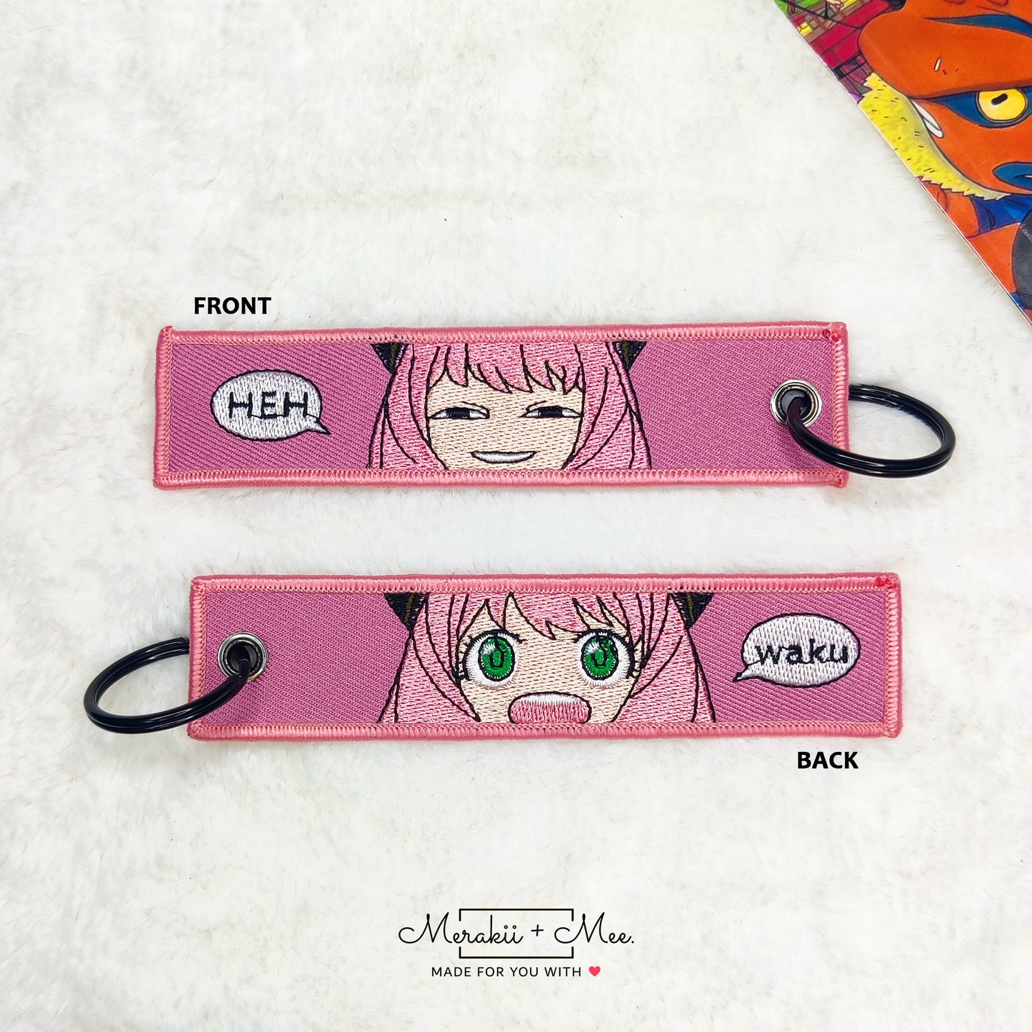 Anime Inspired Fabric Key charms for bags, keys, backpack, car and more
