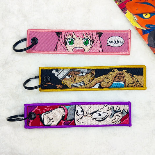 Anime Inspired Fabric Key charms for bags, keys, backpack, car and more