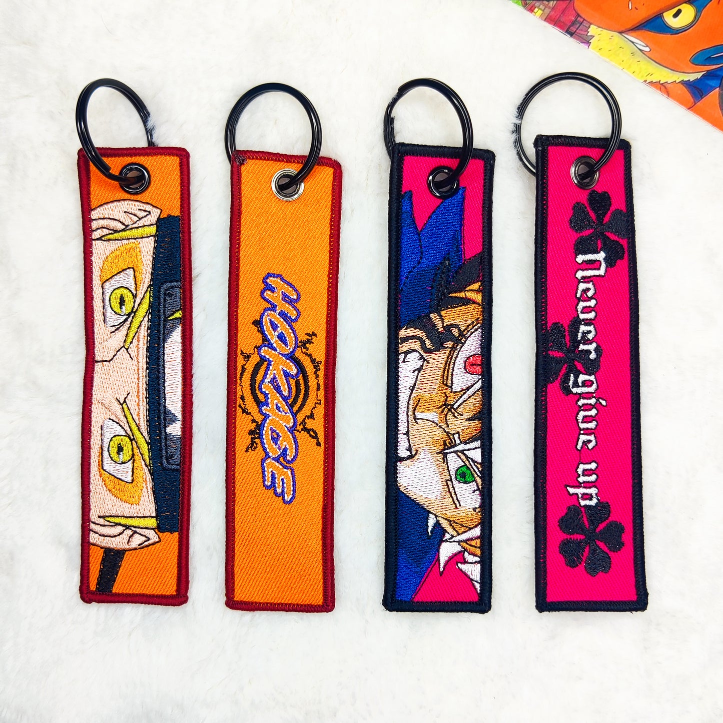 Japanese Anime Embroidery Fabric Tags for bags, Keys, Bike Keychain