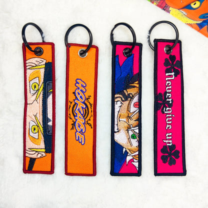 Japanese Anime Embroidery Fabric Tags for bags, Keys, Bike Keychain