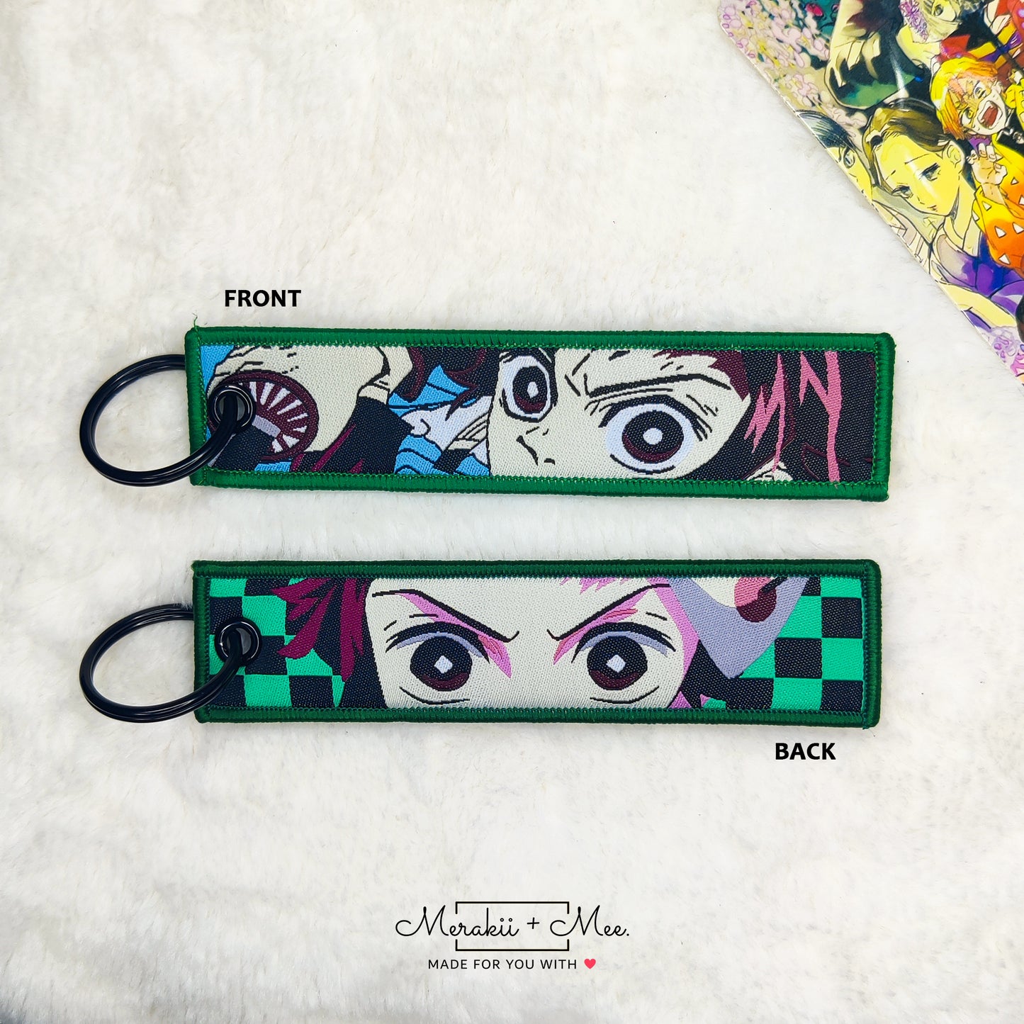 Demon Slayer: Kimetsu no Yaiba Manga Series Fabric Keychain Tag