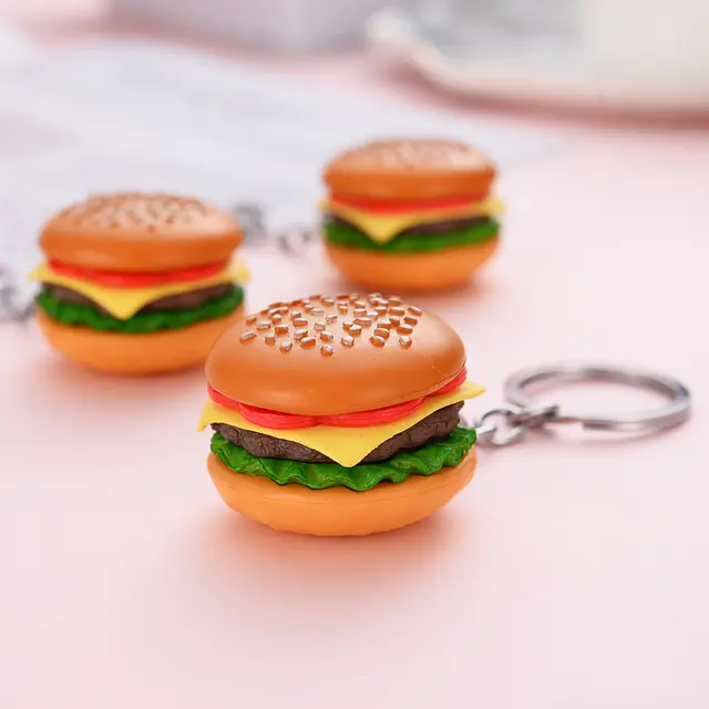 Burger, Fries, Sandwich, Cookie and Popcorn Keychain | Fast-food Burger Keychain