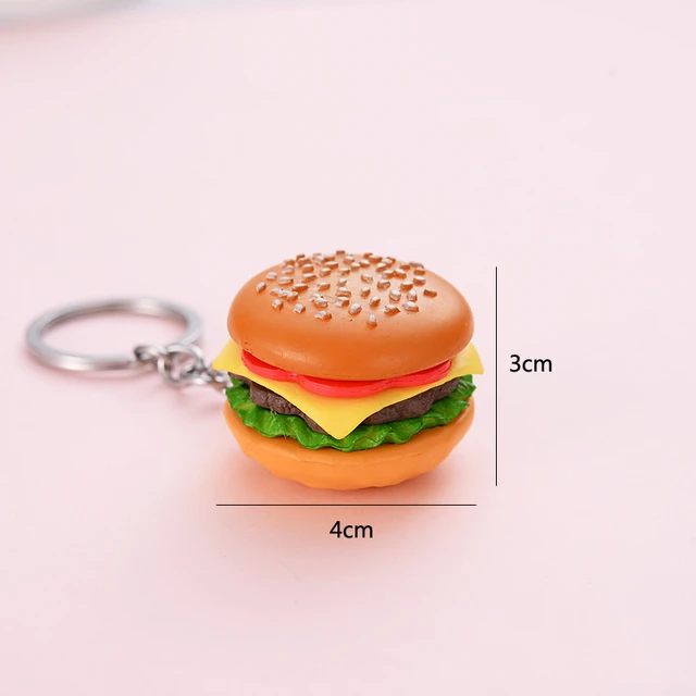 Burger, Fries, Sandwich, Cookie and Popcorn Keychain | Fast-food Burger Keychain