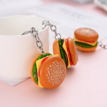 Burger, Fries, Sandwich, Cookie and Popcorn Keychain | Fast-food Burger Keychain