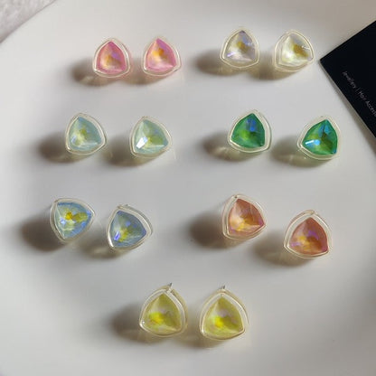 Glossy Triangle Stud Earrings for Women | Korean Aesthetic Jewelry
