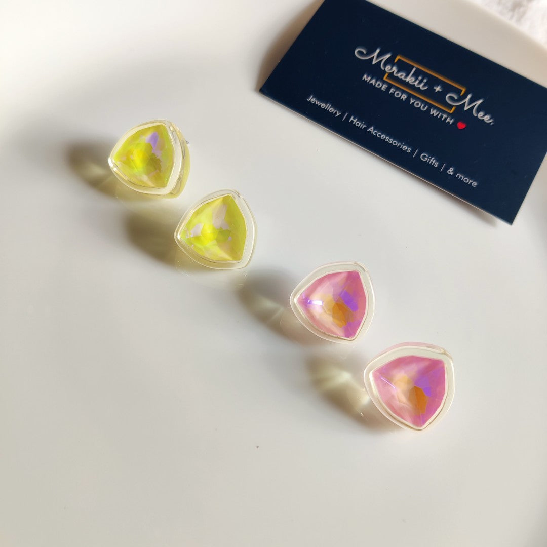 Glossy Triangle Stud Earrings for Women | Korean Aesthetic Jewelry