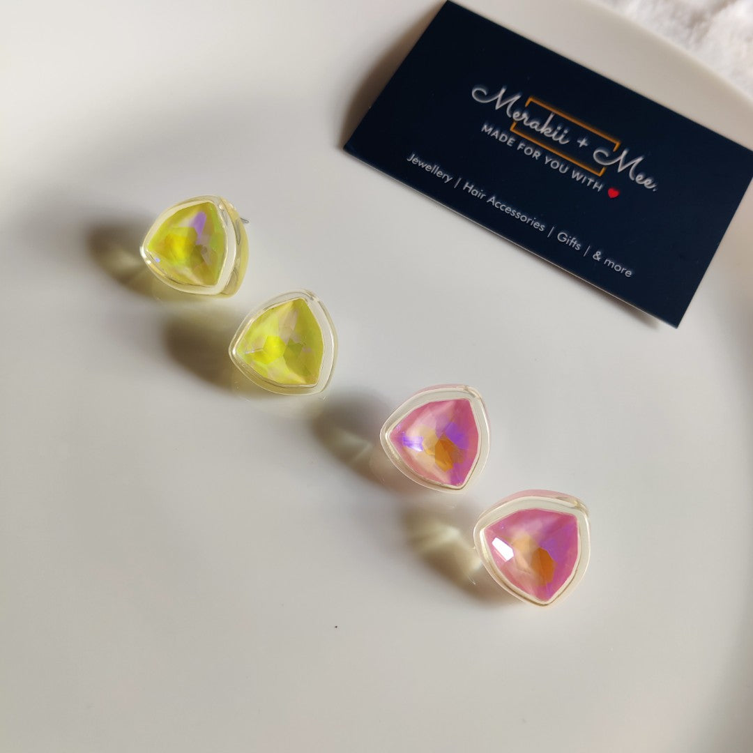 Glossy Triangle Stud Earrings for Women | Korean Aesthetic Jewelry