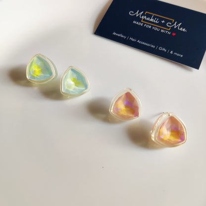 Glossy Triangle Stud Earrings for Women | Korean Aesthetic Jewelry