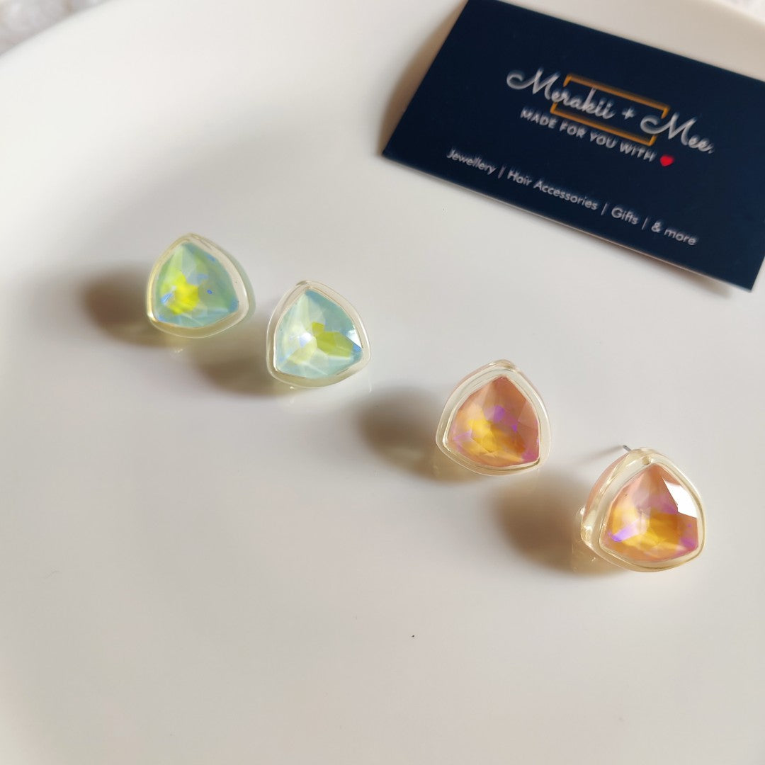 Glossy Triangle Stud Earrings for Women | Korean Aesthetic Jewelry