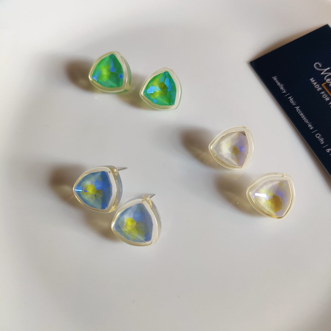 Glossy Triangle Stud Earrings for Women | Korean Aesthetic Jewelry