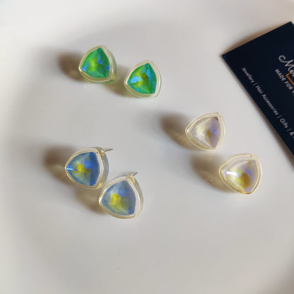 Glossy Triangle Stud Earrings for Women | Korean Aesthetic Jewelry