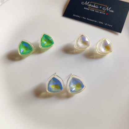 Minimal glossy geometric stud earrings for girls