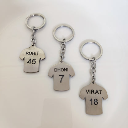 Cricketer Jersey Metal Keychain | Virat Kohli | MS Dhoni | Rohit Sharma