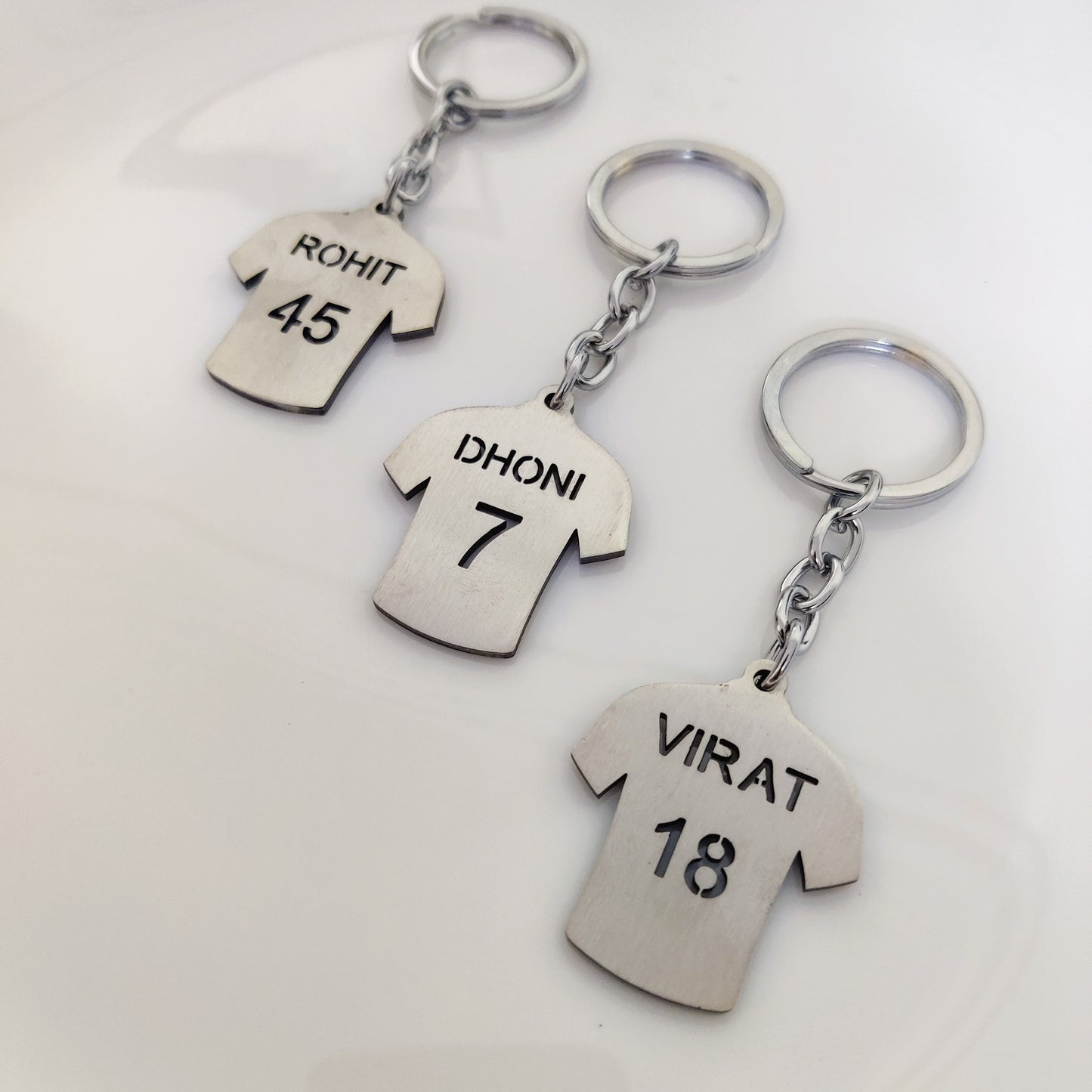 Cricketer Jersey Metal Keychain | Virat Kohli | MS Dhoni | Rohit Sharma