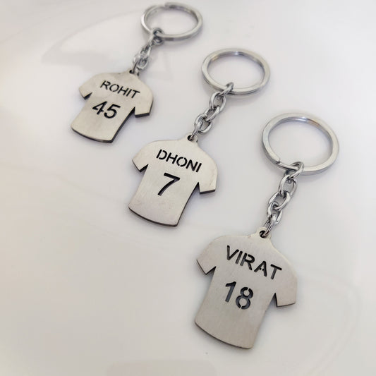 Cricketer Jersey Metal Keychain | Virat Kohli | MS Dhoni | Rohit Sharma