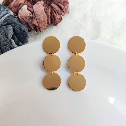 Golden Disc Hanging Earrings