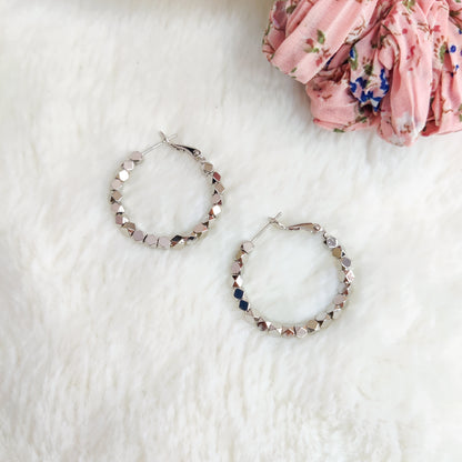 Sparkling Beads Silver Hoops