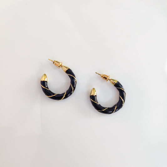 Twist of Black & Gold Hoops