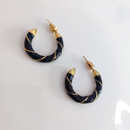 Twist of Black & Gold Hoops
