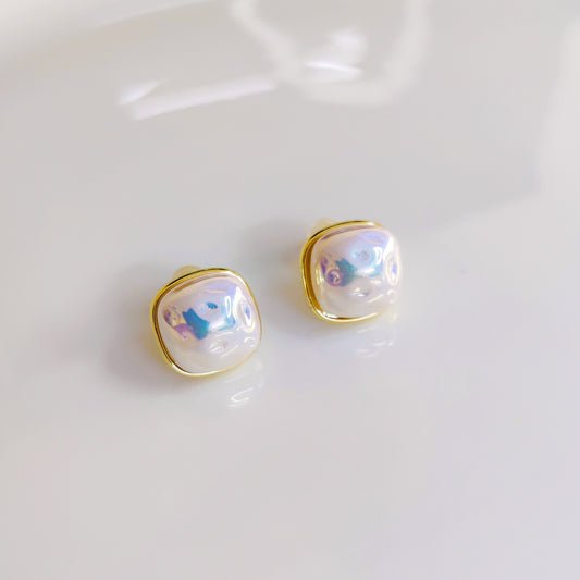 Fresh Water Pearl Square Stud Earrings