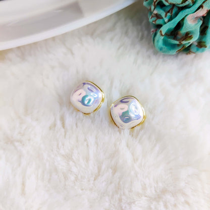 Fresh Water Pearl Square Stud Earrings