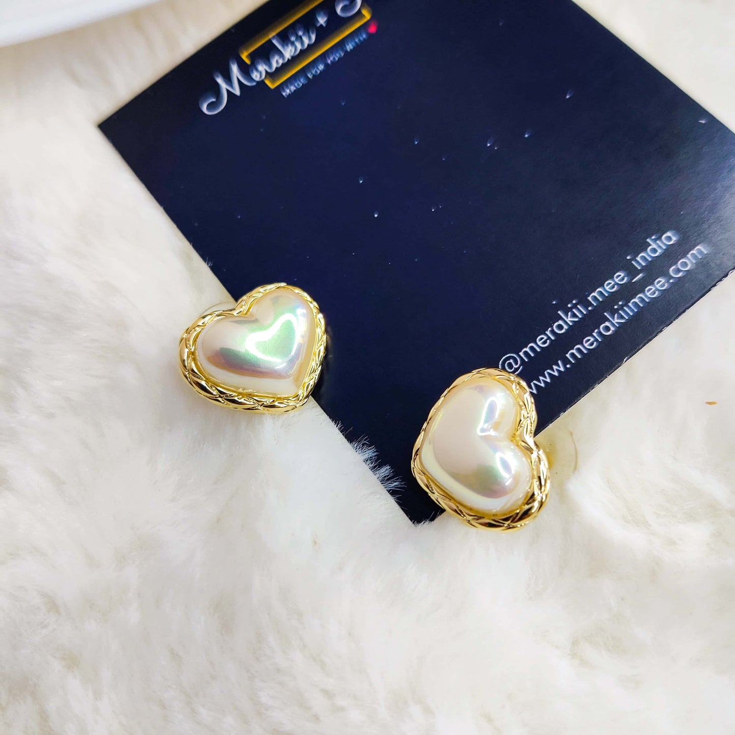 Fresh Water Pearl Heart Stud Earrings